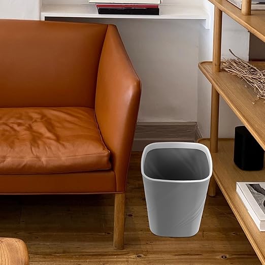 Unomor Small Trash Can Grey Plastic Wastebasket Without Lid Large Capacity Office Bathroom Bedroom Mini Garbage Bin for Home Kitchen Storage