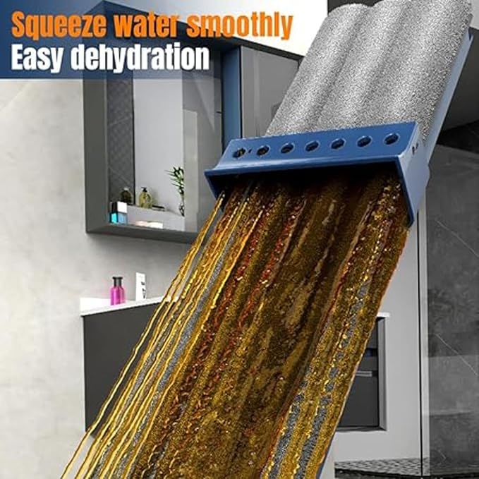 360° Adjustable Rotating Cleaning Mop with Automatic Compressed Water Triangular Mop for Cleaning Kitchen Walls Ceiling Corners (Flat) Blue + 6 Cloth)