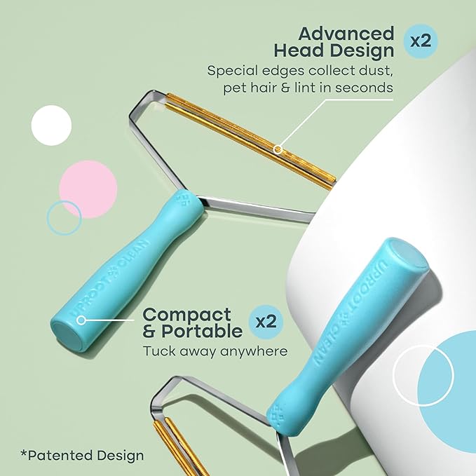 Uproot Cleaner Pro Pet Hair Removal Tool -2 Pack-Special Dog Hair Remover Multi Fabric Edge and Carpet Rake by Uproot Clean-Cat Fur Remover for Couch Pet Towers Rugs Cat Mats and Trunks &amp Much