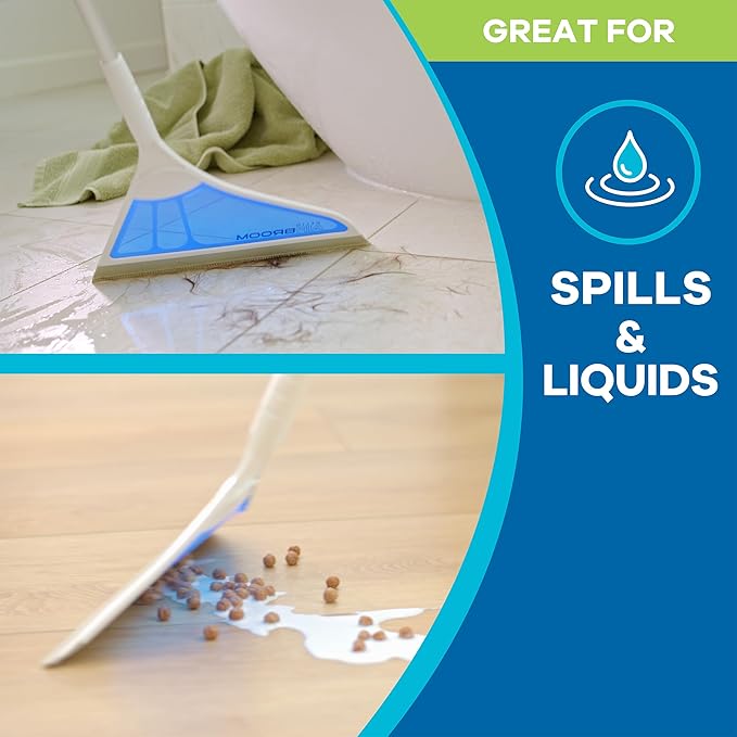 Helio AirBroom 3 Piece Kit All Surface Sweeper and Squeegee for Wet and Dry Cleaning Dust Dirt Liquids Pet Hair Tile Hardwood Floors Carpet Furniture Windows Shower Doors As Seen on TV