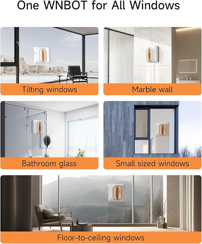 Window Cleaning Robot Window Cleaner Robot with Dual Water Spray 6000Pa Suction Power Automatic Cleaning for High-Rise Windows and Glass Doors (4 Cleaning Modes)