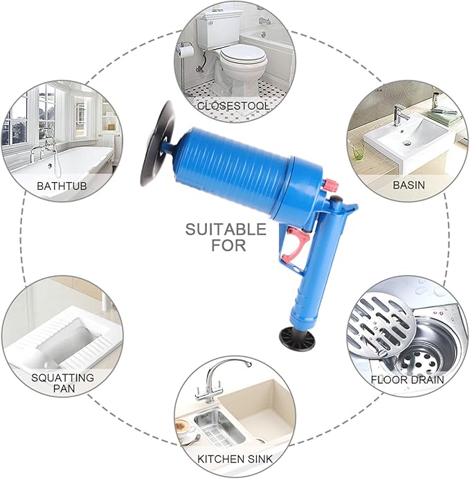 Air Power Toilet Plunger High Pressure Air Power Drain Blasters Drain Opener Sink Plunger Drain Pump Manual Pump Cleaner for Clogged Bath Toilet Pipe Bathtub