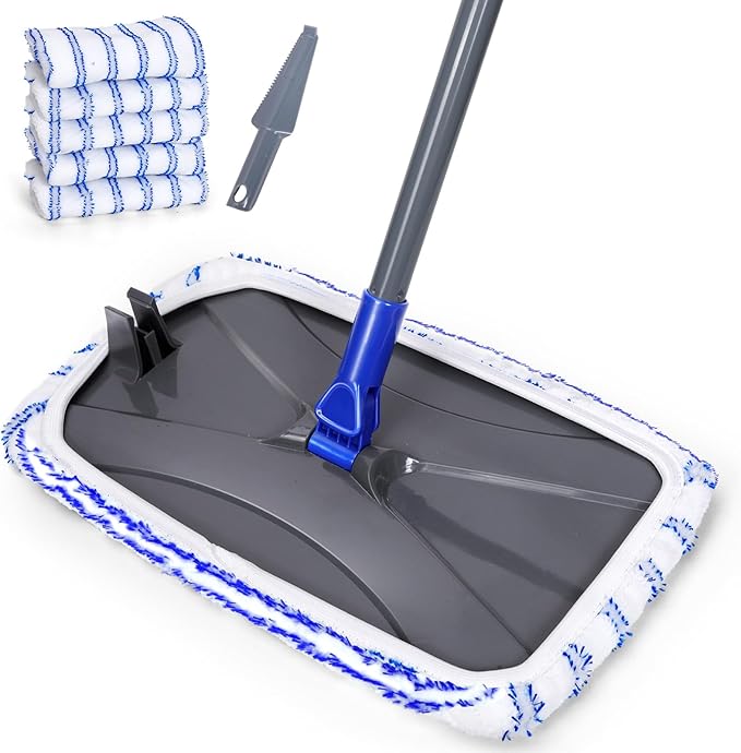 Masthome Microfiber MopLarge Surface Flat Mop with 5 Reusable PadsHardwood Floor Mops for Dry and Wet UseMicrofiber Mops for Floor Cleaning-1 Cleaning Scraper Included