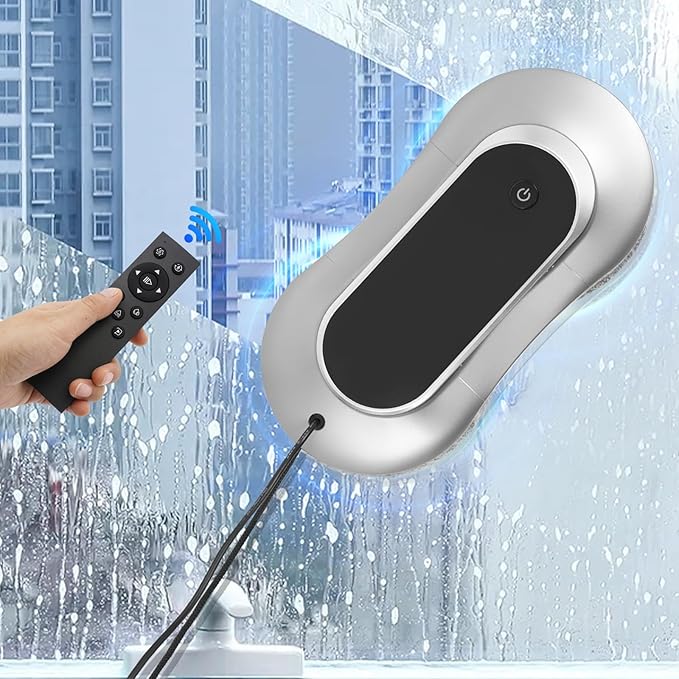 Window Cleaning Robot with Remote Control Robot Window Cleaner w/Double-Side Water Spray Automatic Plan Path and Recognize Border Smart Window Vacuum for Interior/Exterior Windows Tiles Glass Door