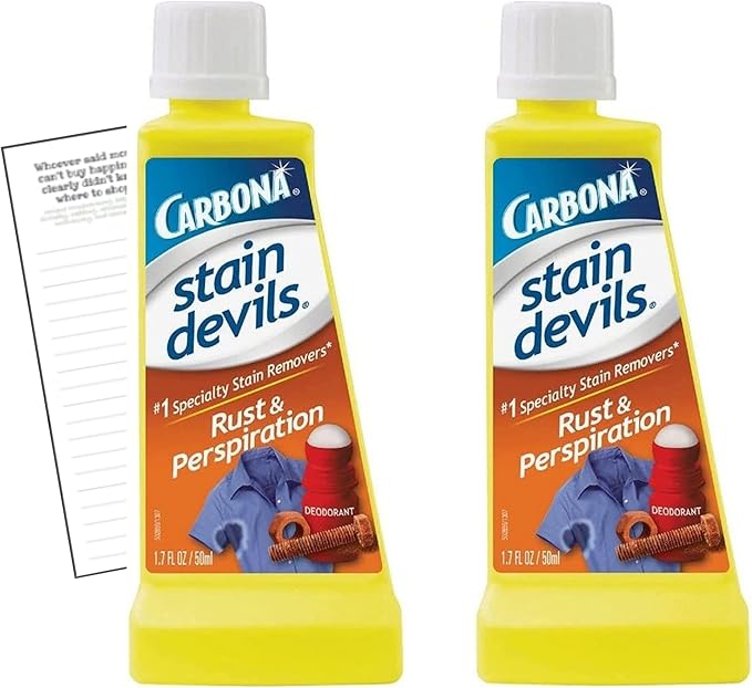 Carbona Stain Remover #9 Bundle Stain Devil Combo Set for Stain Devils #9 Rust &amp Perspiration Stain Removers - 1.7 oz - 2 pk by Carbona &amp Convenient Magnetic Shopping List by Harper &amp Ivy