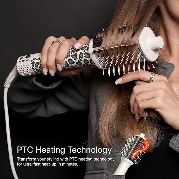 Ellena E1 Blow Dryer + Straighten Hair Brush Dual Mode Hot Air Brush with 110000RPM High Speed Brushless Motor/Oval Air Barrel/3D Teeth Heated Comb/Handheld Cored Styler Tool for All Hair Types