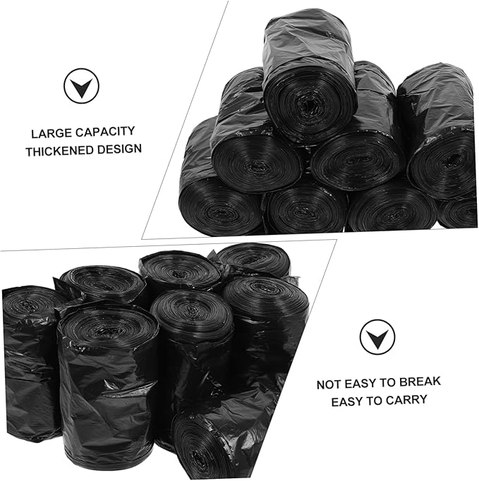 200 Pcs Thick Disposable Portable Trash Bags Strong Garbage Bags for Bathroom Travel and Outdoor Use Heavy-Duty Drawstring Closure