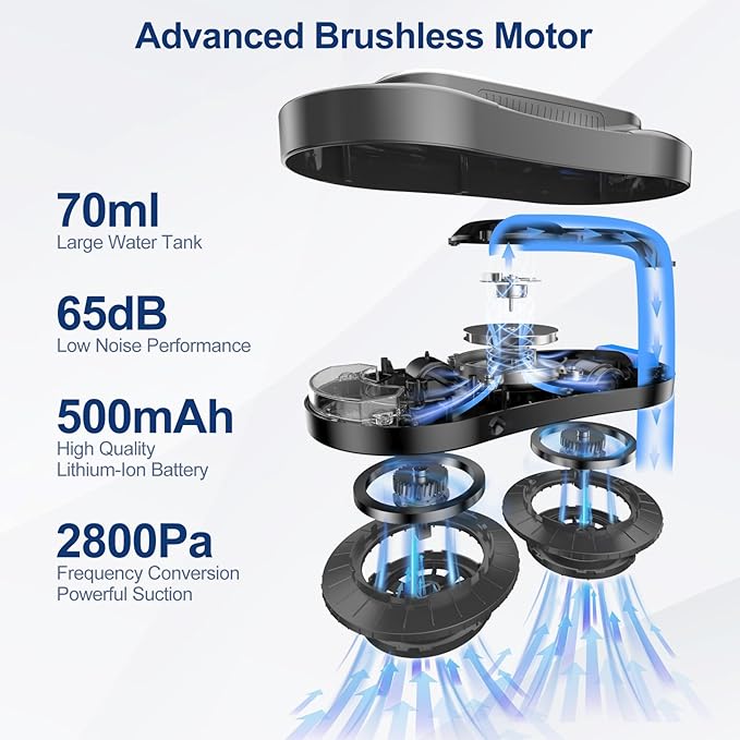 Intelligent Window Cleaning Robot - Electric Window Cleaner with Dual Water Spray Remote &amp App Control Suitable for Interior &amp Exterior Windows Includes 12 Cloths Grey