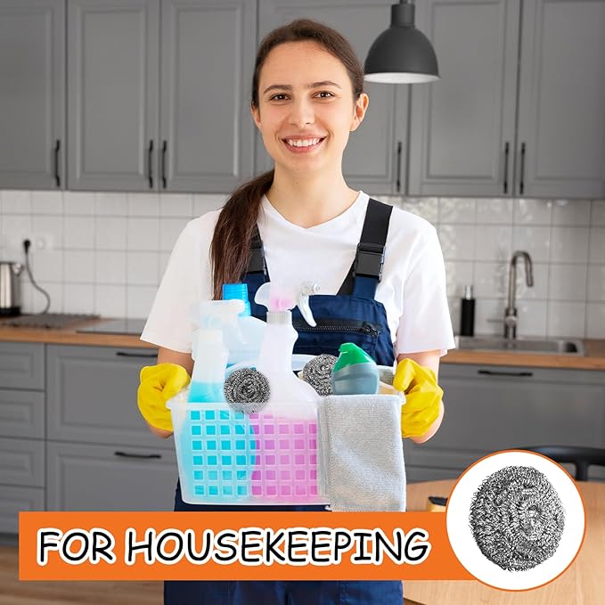150 Pieces Stainless Steel Scourers Bulk Steel Wool Scrubbers Small 10 gram Metal Sponges Wire Scouring Pad for Stoves Pots Pans Oven Cooker Hoods for Kitchen Bathrooms(Separately Packaged)
