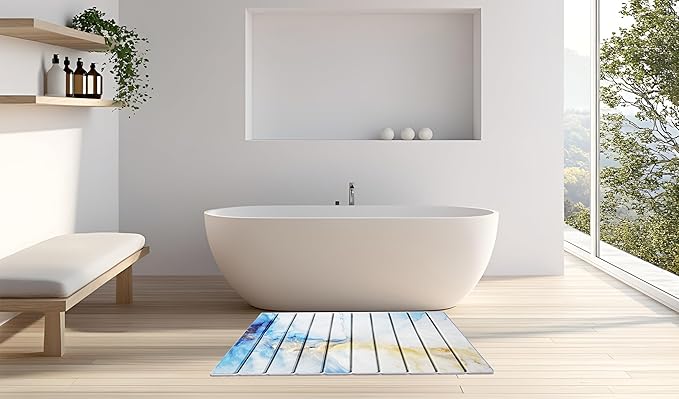 Stone Drying Mat for Kitchen Counter - Quick Dry Stone Dish Drying Mat Large Non-Slip Stone Bath Mats for Bathroom &amp Kitchen Sink Foldable Fast Drying Stone Sink Mat (blue gold)