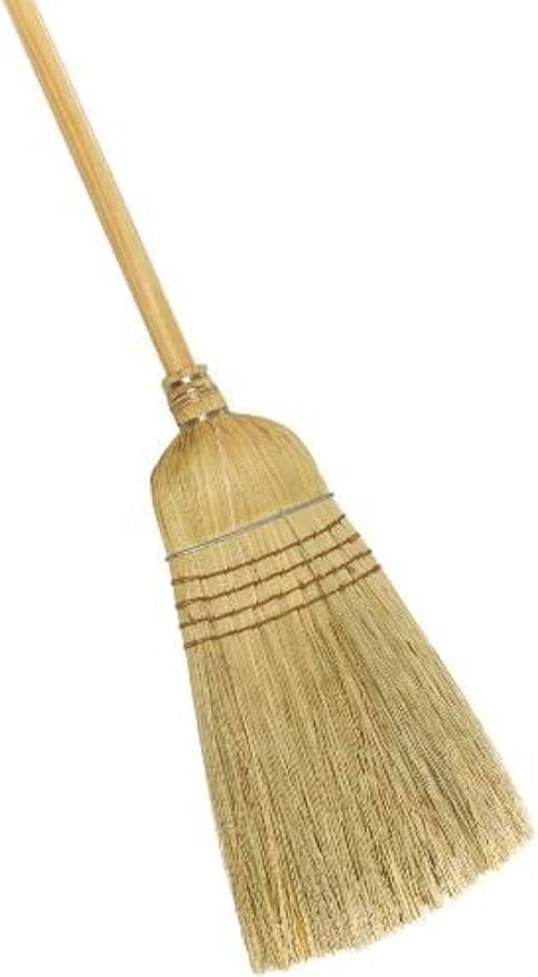 Weiler 44008 Corn Fiber Heavy-Duty Wire Banded Warehouse Broom with Wood Handle 1-1/2 Head Width 57 Overall Length Tan