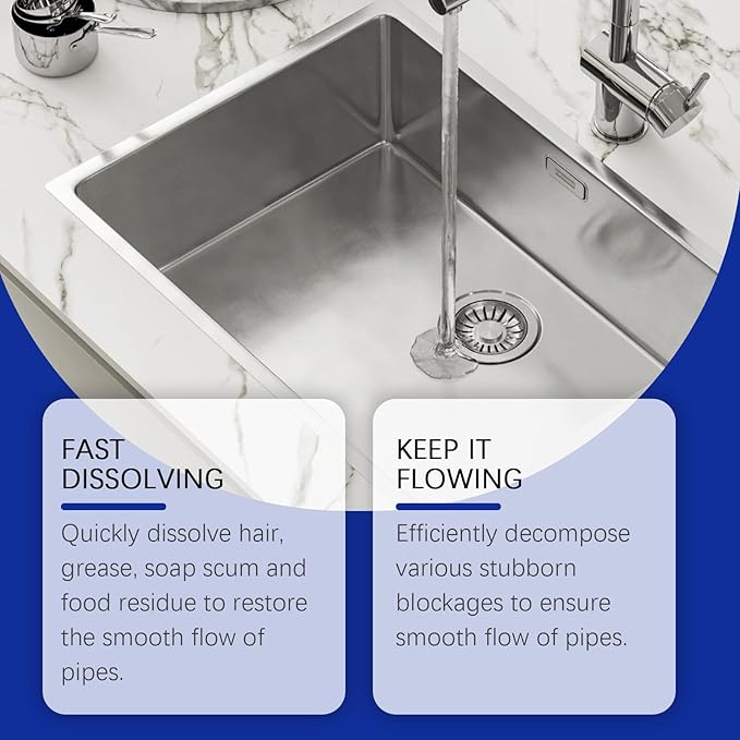 Powerful Drain Unclogging Powder for Toilets Kitchen &amp Sink - Eliminates Odors Prevents Blockages &amp Restores Flow Instantly(3PCS)