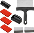 Griddle Cleaning Kit with Handled Scraper Shovel Cleaning Stones and 3 Scouring Pads Effective Grease Stain Removal for Flat Top Grill and Flat Top Grill Cleaner