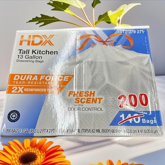 Tail kitchent 13 gallon Drawstring Bags fresh scent 1 Pack -200 count