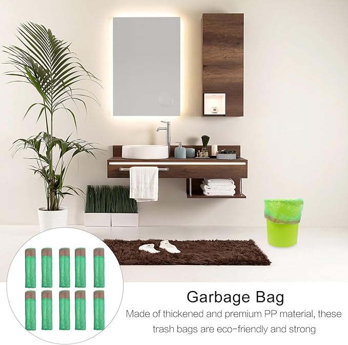Mipcase 10 Packs Disposable Drawstring Trash Bags Thickened PP Plastic Household Waste Container Carrying Bags for Bathroom Bedroom Office Use