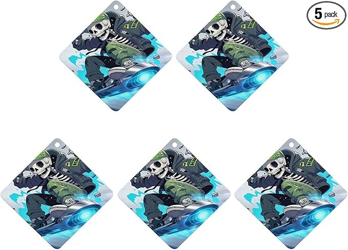 5PCS Car Air Freshener Hanging Personalized Double Sided Skull Skater Car Fresheners Long Lasting New Cars Scents Cute Automotive Freshies for Closets Drawers (tea)