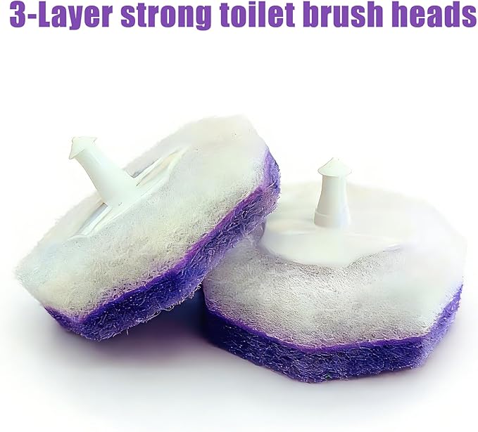 50 Pack Toilet Wand Refills Compatible with Clorox Toilet Wand Handle - Lavender Scented Disposable Cleaning Heads - Purple Scrubber Pads Refill Kit with Pre-loaded Cleaner (Wand Not Included)