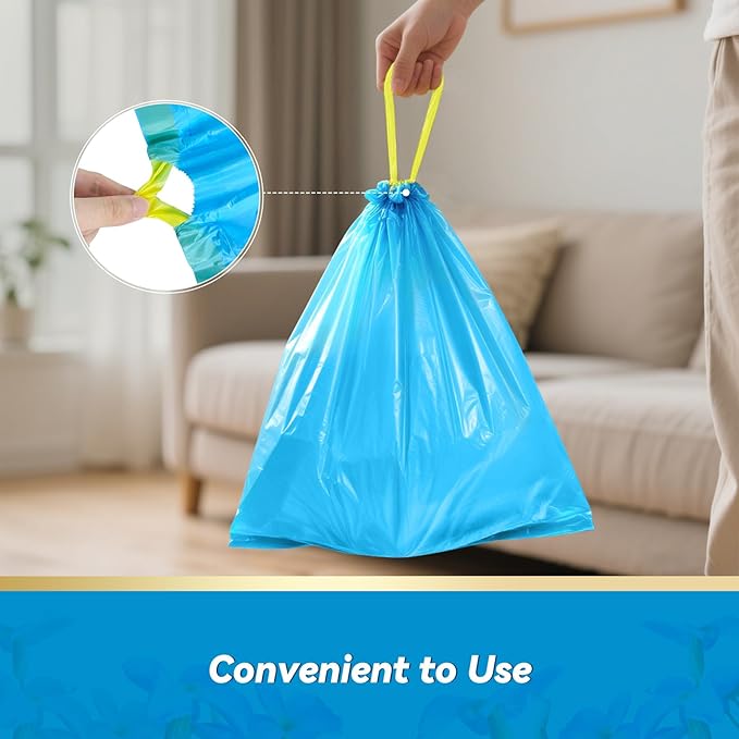 300 Count 15 Micron Extra Thick 4 Gallon Drawstring Small Trash Bags Sturdy &amp Tear-Resistant Small Garbage Bags for Bathroom Office Bedroom &amp Kitchen