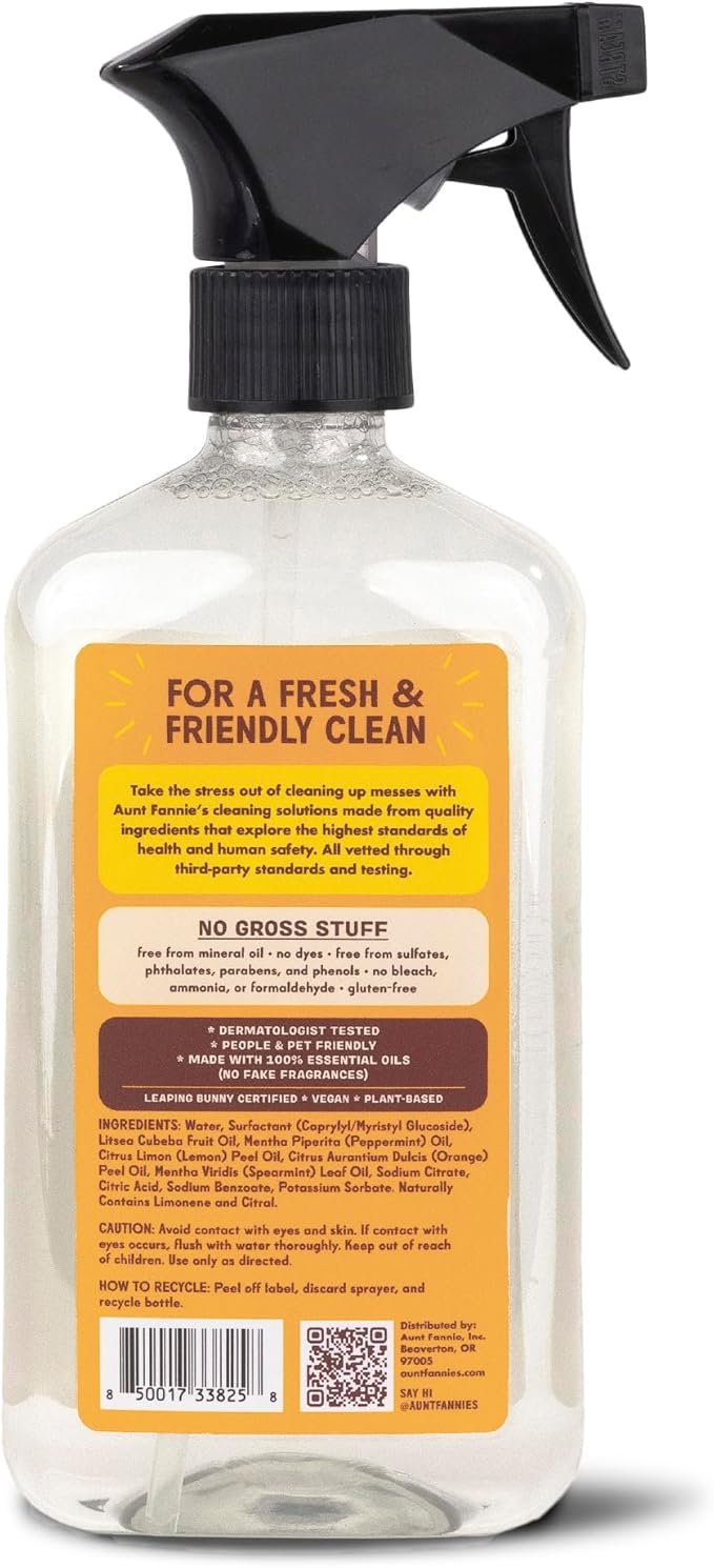 Aunt Fannie's All Purpose Wood Spray Cleaner No-Wax Formula Perfect for Wood Tables Walls Counters &amp Shelves 16.9 Ounces Lemon Scent (Pack of 3)