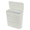 Wicker Trash Can with Lid and LinerBoho Decotative Small Bathroom Trash CansWaterproof Slim Waste Basket for BedroomHome Office3 Gallon Cream White