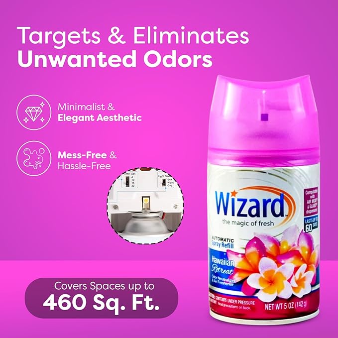 12 WIZARD AUTOMATIC SPRAY REFILLS 5 oz HAWAIIAN RETREAT