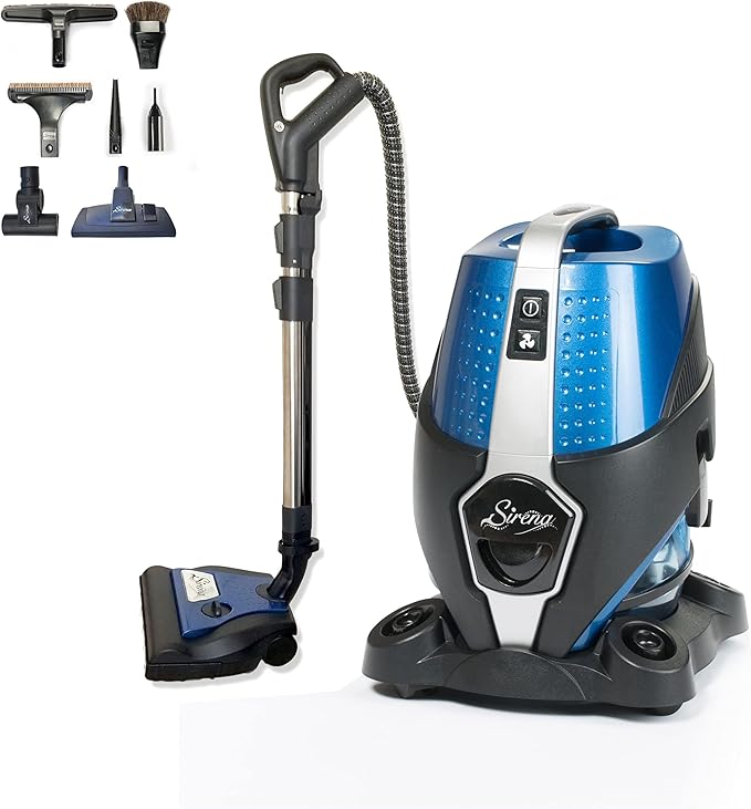 Sirena Bagless Vacuum Cleaner Premium Pack - Water Filtration Vacuum - Bonus 2 Twister Air Purifier HEPA Filter and Turbo Brush - Wet Dry Vacuum - Hardwood Floor Sweeper and Pet Hair Cleaner