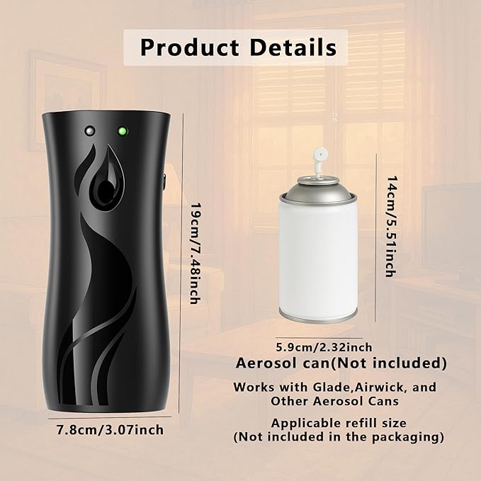 Automatic Air Freshener Spray Dispenser 8-Pack Wall Mounted or FreestandingMultiple Time SettingsCommercial and Home Use in Bathrooms Offices Living Rooms and Commercial Places (Black 1121)