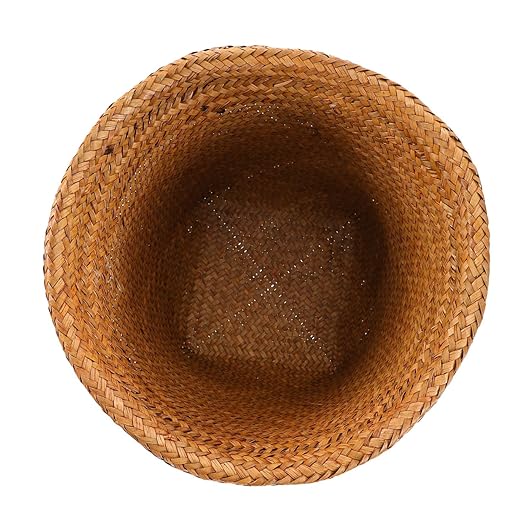 Cabilock Straw Woven Wastebasket Medium Decorative Household Trash Can and Storage Bin for Office Bedroom Bathroom Dormitory Handmade Paper Basket with Smooth Edges Random Color