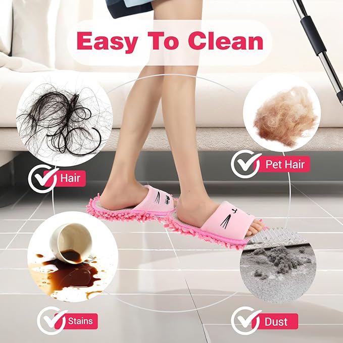 4 Pairs Washable Mop Slippers for Floor Cleaning Microfiber Slippers Floor Cleaning Mop Shoes Anti-Slip Detachable Funny Clean Dusting Slipper for Women Home Office Kitchen Floors Dust Dirt
