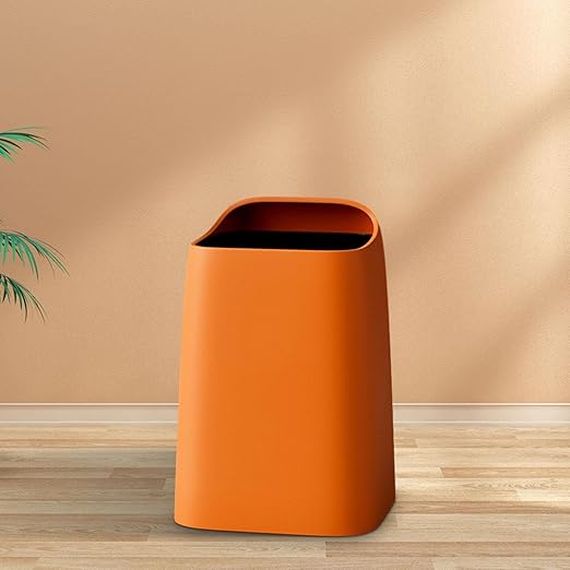 MagiDeal Waste Basket Trash Can Household Modern 10L Dust Bin Open Top Garbage Bin for Bathroom Office Kitchen Laundry Bedroom Orange