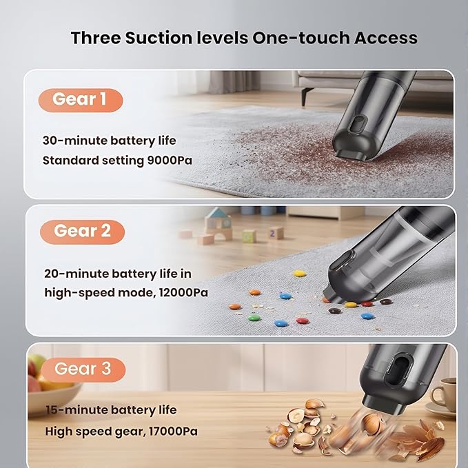 17000Pa Cordless Handheld Vacuum Cleaner AI Brushless Motor with HD Display One-Touch Dust Emptying Lightweight for Home &amp Car Cleaning Long Battery Life