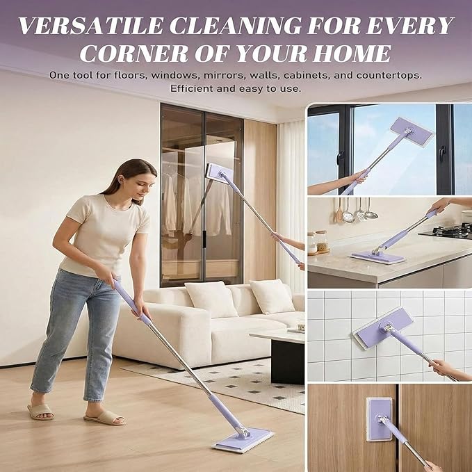 2026 Upgraded Snap Grip Mini Mop Zero Touch Hands-Free Mini Mop with Automatic Push Pull Handle Cloth Changing Retractable Disposable Dust Mop for Multi-Surface Home Cleaning(White20pc)