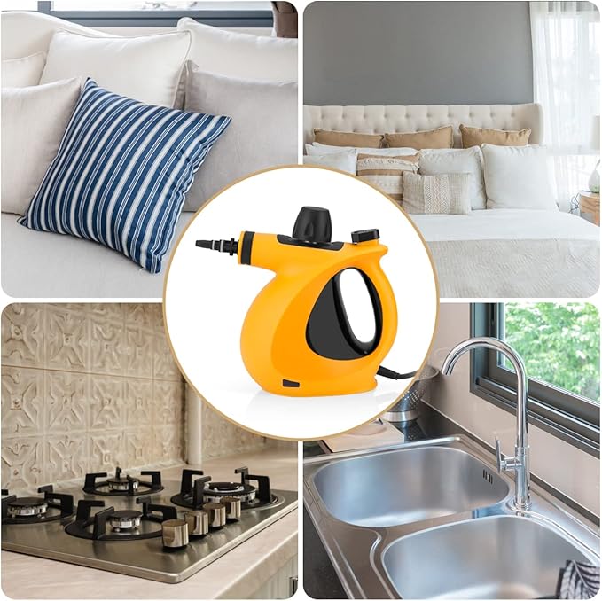 Handheld Steam Cleaner Pressurized Steam Cleaner with 9 Pcs Accessories Multi-Purpose Steamer for Home Use Chemical-Free Steamer for Cleaning Tile Floor Car Sofa Window Bathroom Kitchen