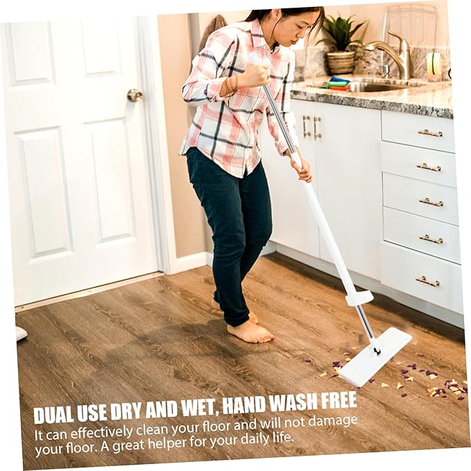 VALICLUD 36cm Multifunctional Flat Mop Set Self-Washing 3-Piece Wet and Dry Mop for Household Use with Microfiber Pads for Wood and Tile Floors