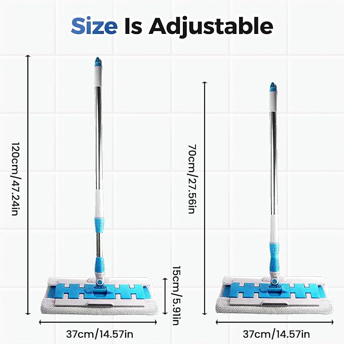 Flat Mop with Stainless Steel Handle with Reusable Washable Mop Cloths 2025 Professional Microfiber Mops Floor Cleaning Mops 4 Reusable Washable Pads (Light Blue Four mops)