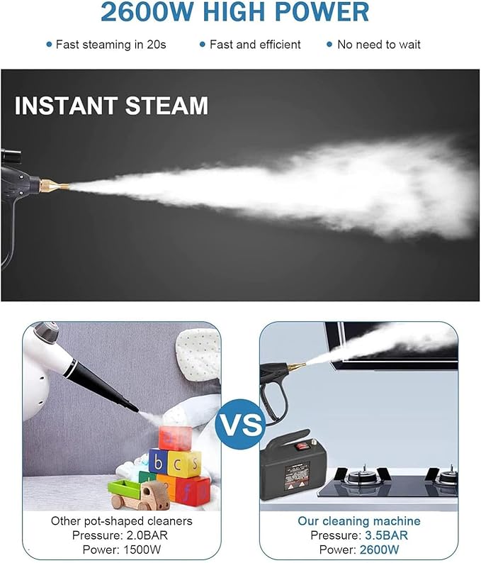 Steam Cleaner Steamer with Trigger Control Handheld for Cleaning High Pressure Steam Cleaner for FurnitureUpholstery Car Grout and Tile