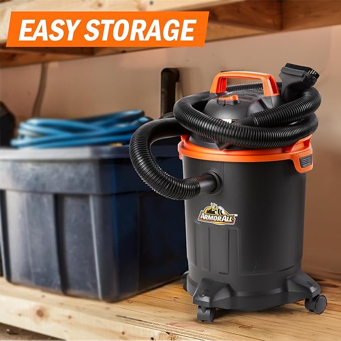 Armor All VO405P 0901 4 Gallon Wet/Dry Vac 2.0 Peak HP Shop Vacuum with Nozzles &amp BrushBlack/Orange