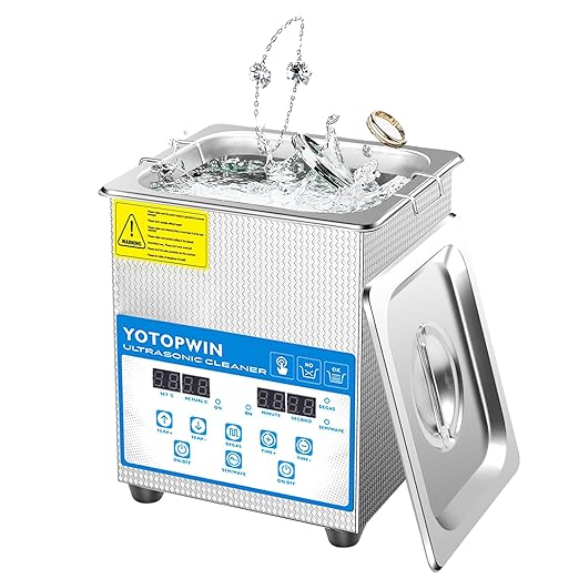 Jewelry Cleaner Ultrasonic Machine Professional Lab Ultrasonic Cleaner With Digital Timer &amp Heater 40KHZ For Retainers Carburetors Dentures Mouth Guard Automotive Parts Cleaning Equipment (0.53Gal