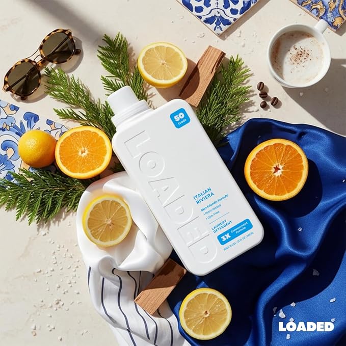 Loaded Laundry Detergent Luxury Cologne &amp Perfume Scented | 50 Loads | Sea Salt &amp Citrus | Skin-Friendly &amp Plant-Based | Made in USA | 32 oz