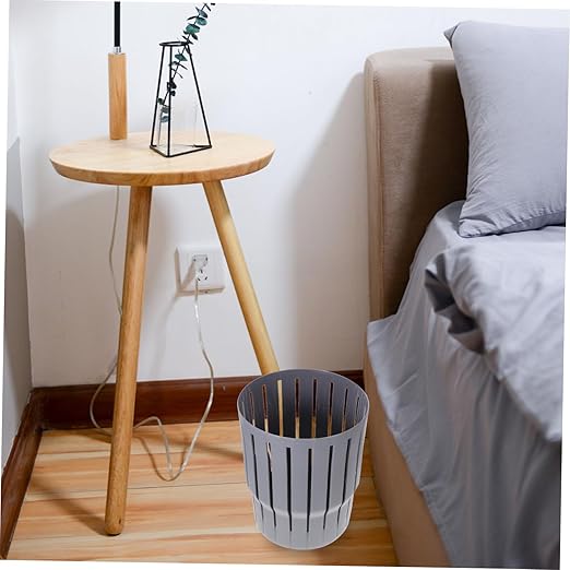 Uonlytech Small Grey Trash Can Without Lid Versatile Wastebasket for Office Bedroom Bathroom Material Easy to Clean Compact Design for Convenient Disposal