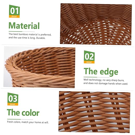 Mobestech Woven Rattan Trash Basket Household Rubbish Container No Lid Compact Wastebasket for Bathroom Bedroom Office Home Use Random Color Random Color