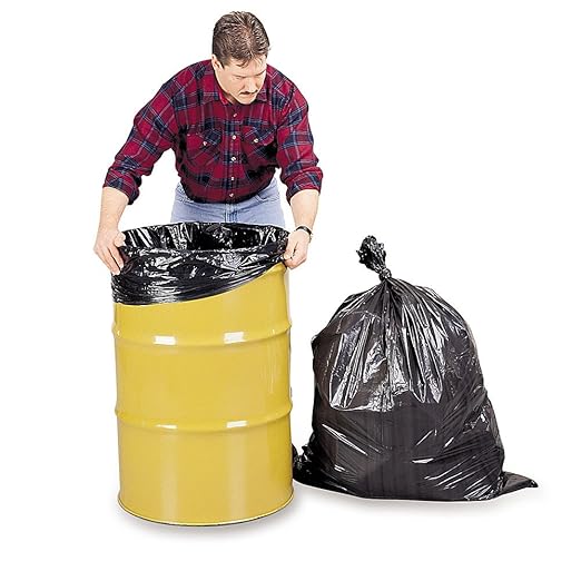 Webster Berry PLA6070 Hexene Resin Platinum Plus Heavy Duty 55-60 Gal. Waste Can Liner 1.55 Mil Star bottom coreless rolls 39 x 56 Gray (Pack of 50)