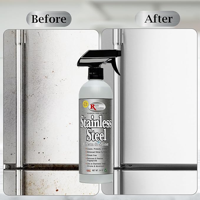 Rock Doctor Stainless Steel Cleaner and Protectant Streak-Free Cleaning Solution for Chrome and Aluminum Appliances or Surfaces Smudge Resistant Shine 24 oz. Spray Bottle (6)