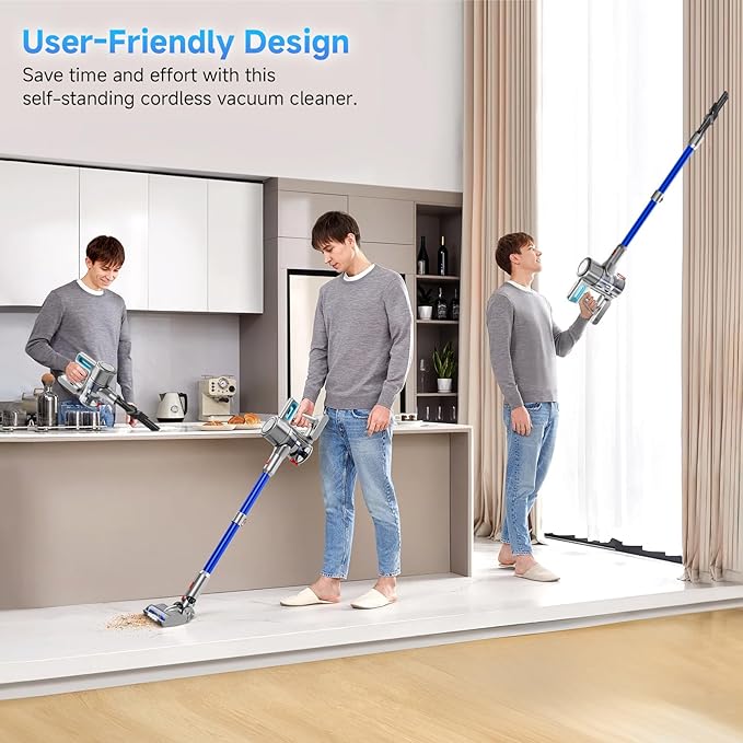 Cordless Vacuum Cleaner Powerful Stick Vacuum with 45min Runtime Anti-Tangle Vacuum Cleaners for Home 1.5L Dust Cup Rechargeable Lightweight Vacuum for Hardwood Floor Carpet Pet Hair B07