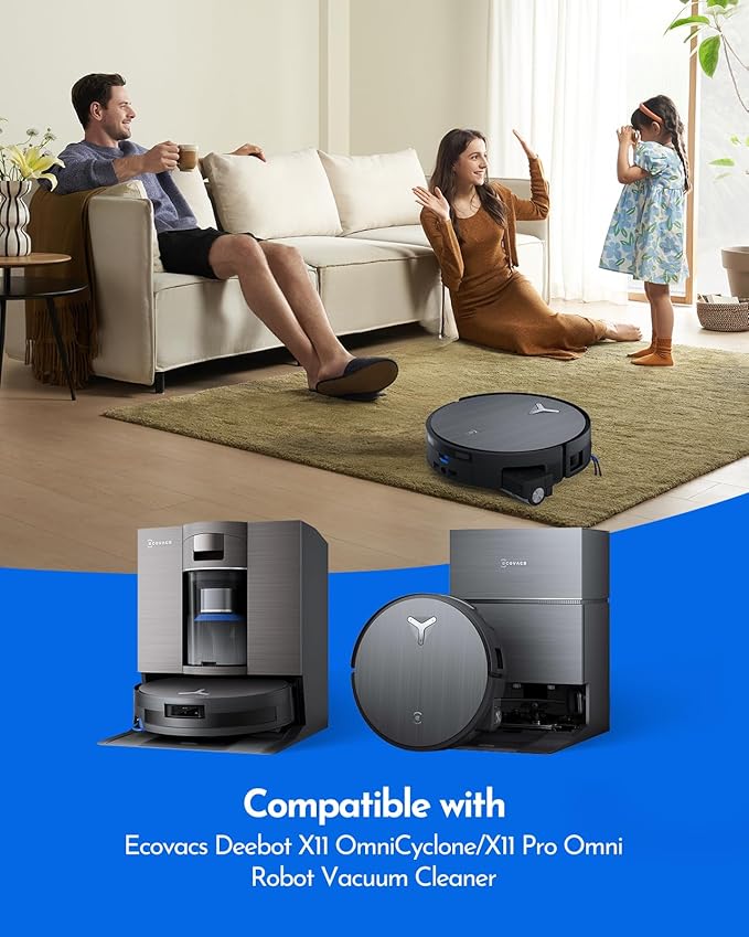 X11 OmniCyclone Accessories Kit for Ecovacs Deebot X11 OmniCyclone/X11 Pro Omni/T80S Omni/Yeedi S16 Plus Robot Vacuum Deebot x11 Replacement Parts:2 Main Brush 4 Roller Mop 6 Side Brush 4 Filter