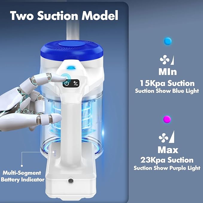 Cordless Vacuum Cleaner for Home 23KPa Powerful Suction Anti-Wrap Brush Roll &amp 5 LED Lights for Dark Corners 35-Min Runtime 2.6lb Lightweight Stick Vacuum for Hardwood