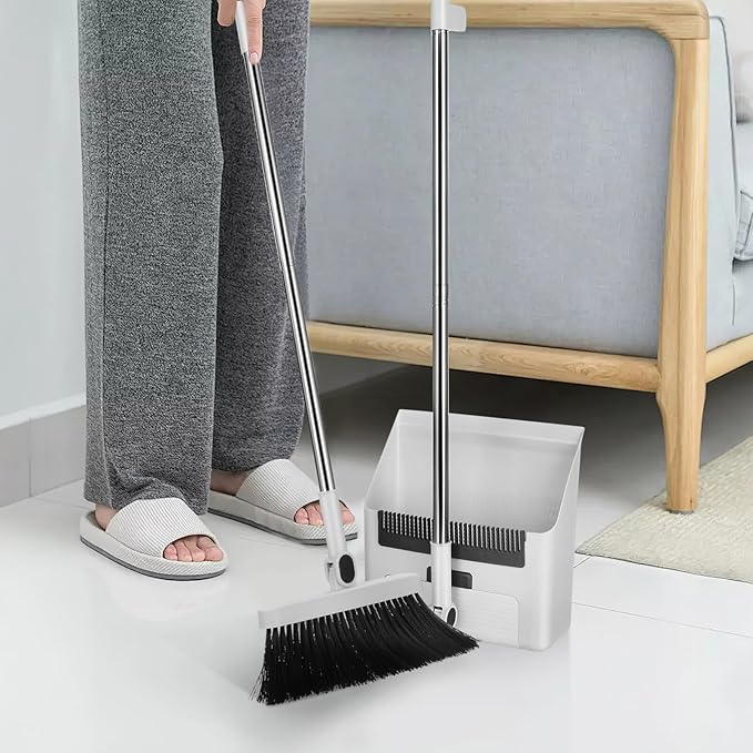 Foldable Broom and Dustpan Set 3-in-1 with Long Handle Compact Design for Indoor and Outdoor Cleaning Home Kitchen Sweeping Tool