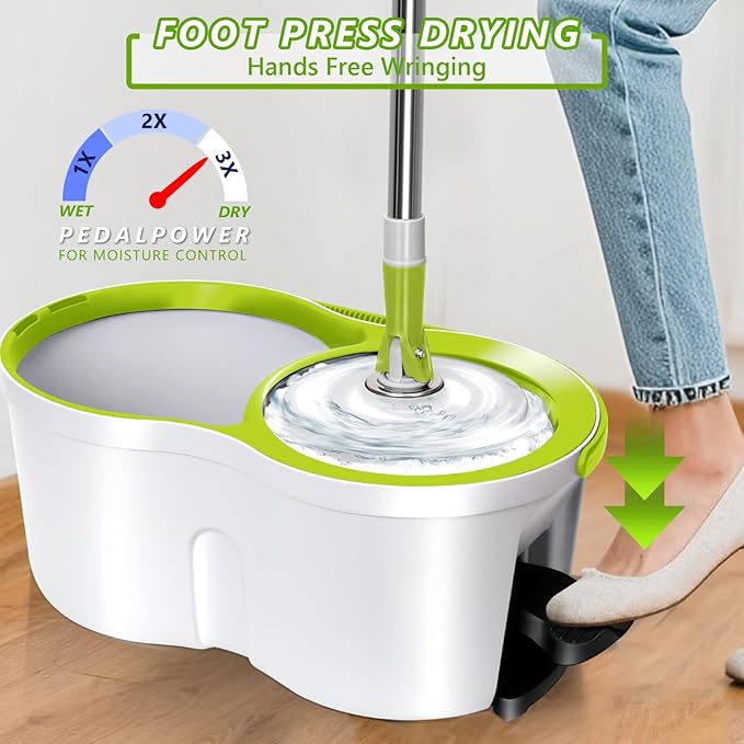 Spin Mop Bucket SystemMasthome 360°Spin Mop and Bucket with Wringer SetEasyWring Microfiber Mop with 3 Mop PadsSpinning Floor Cleaning System for Floor Cleaning - Home &amp Office Suitable