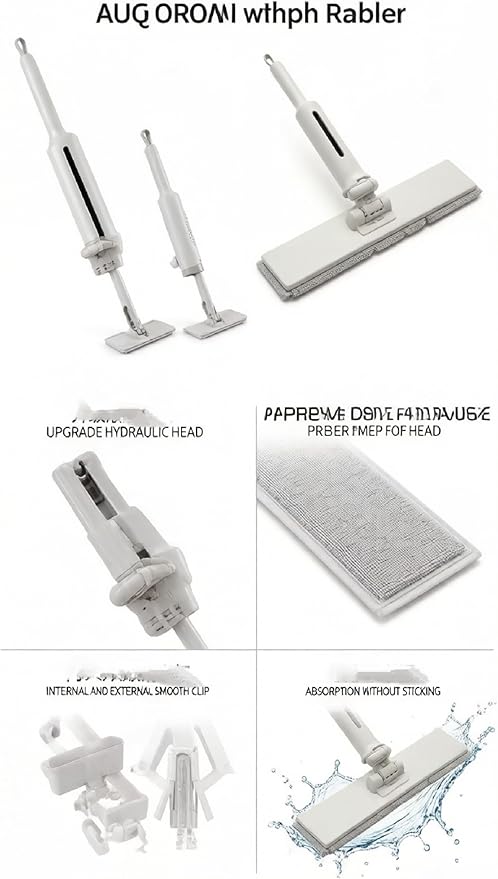 Mini Rotating Mop 360° Rotation No-Wash Design Desktop Cleaning Tool Flat Mop with Replacement Cloth