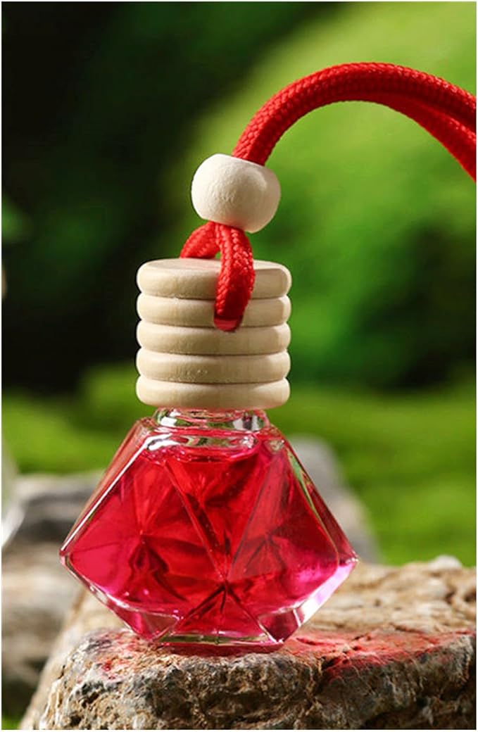 Red Car Air Freshener 8ML Car Perfume Glass Pendant 2PCS with 20ML Spare Natural Perfume Decoration Car Perfume Air Freshener (Ocean Blue)